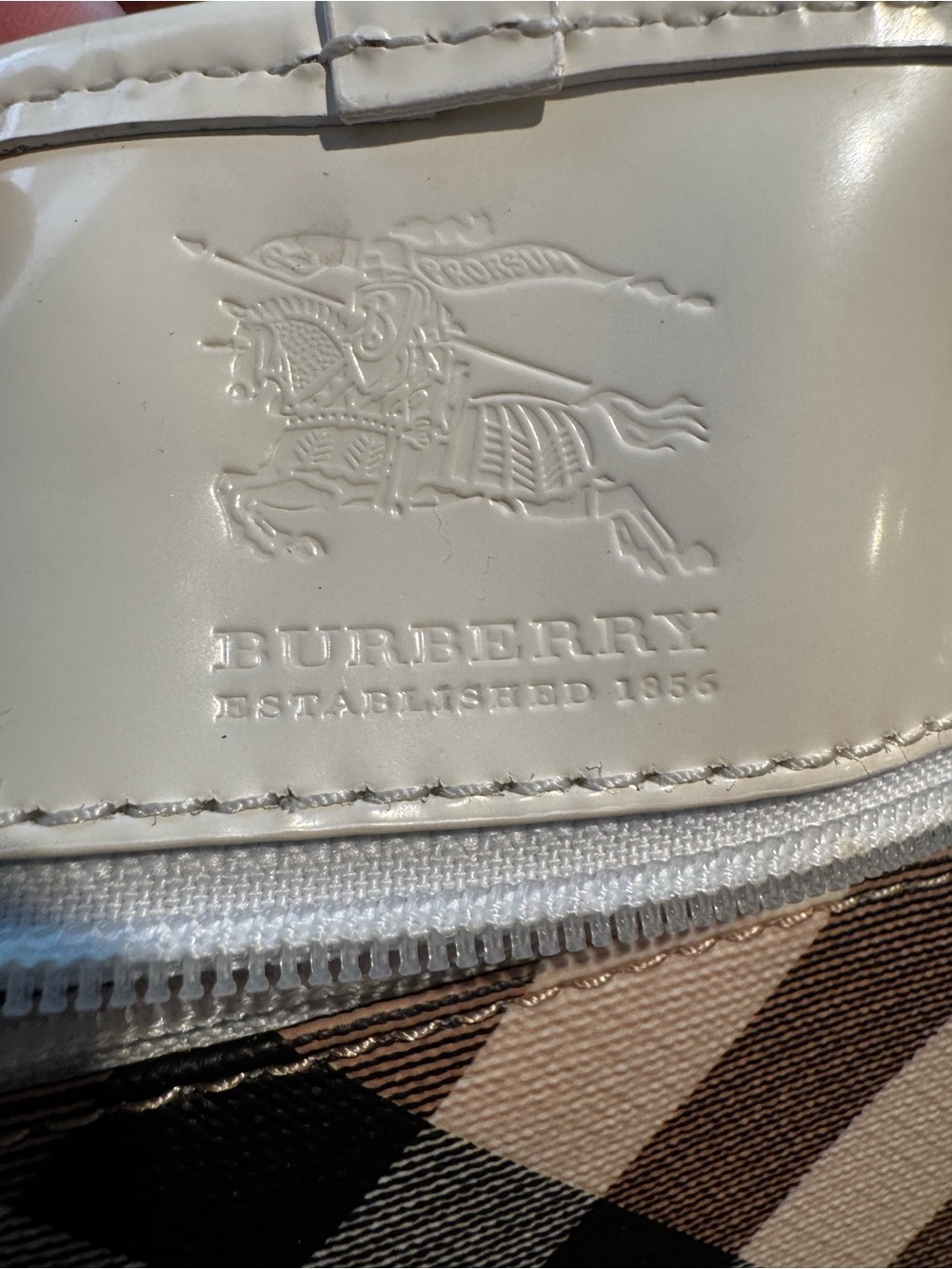 Burberry Haymarket Check Tote with Leather Trim & Dust Bag - Picture 4 of 12